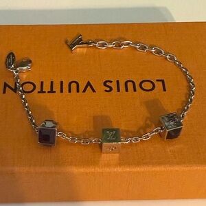 Louis Vuitton Silver With Black&Silver Gamble Charm Bracelet